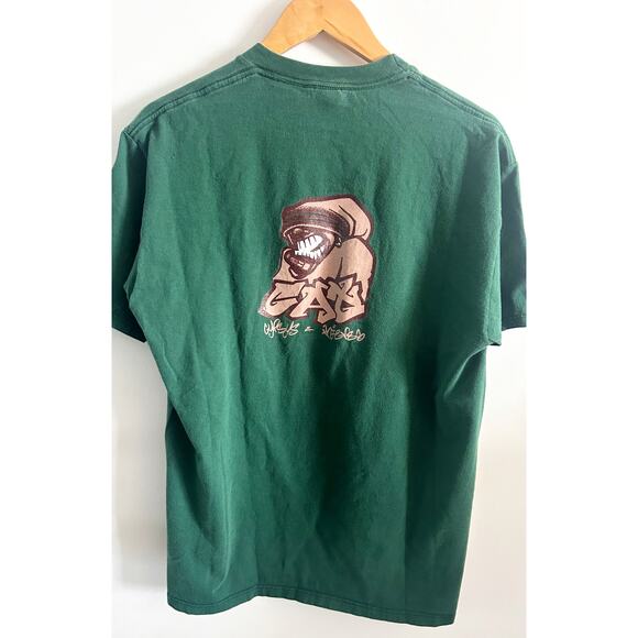 VNTG GAT Gypsy & Thieves Rave Skateboard 90s Bunny Green Shirt Sz L DISTRESSED - Picture 4 of 12